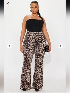 Fashion Nova Natural Instincts Leopard Flare Leg Pant 33 - Leopard 1X (EUC)